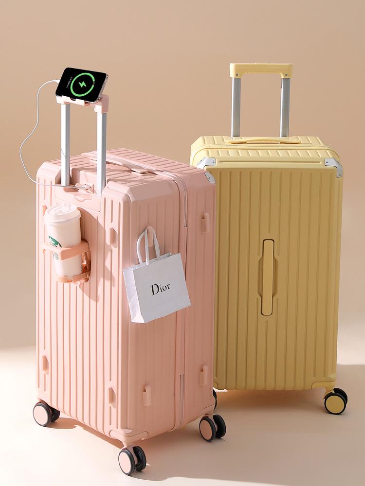 26-inch Durable Leather Suitcase with Universal Wheels and Combination Lock - Unisex Travel Trolley