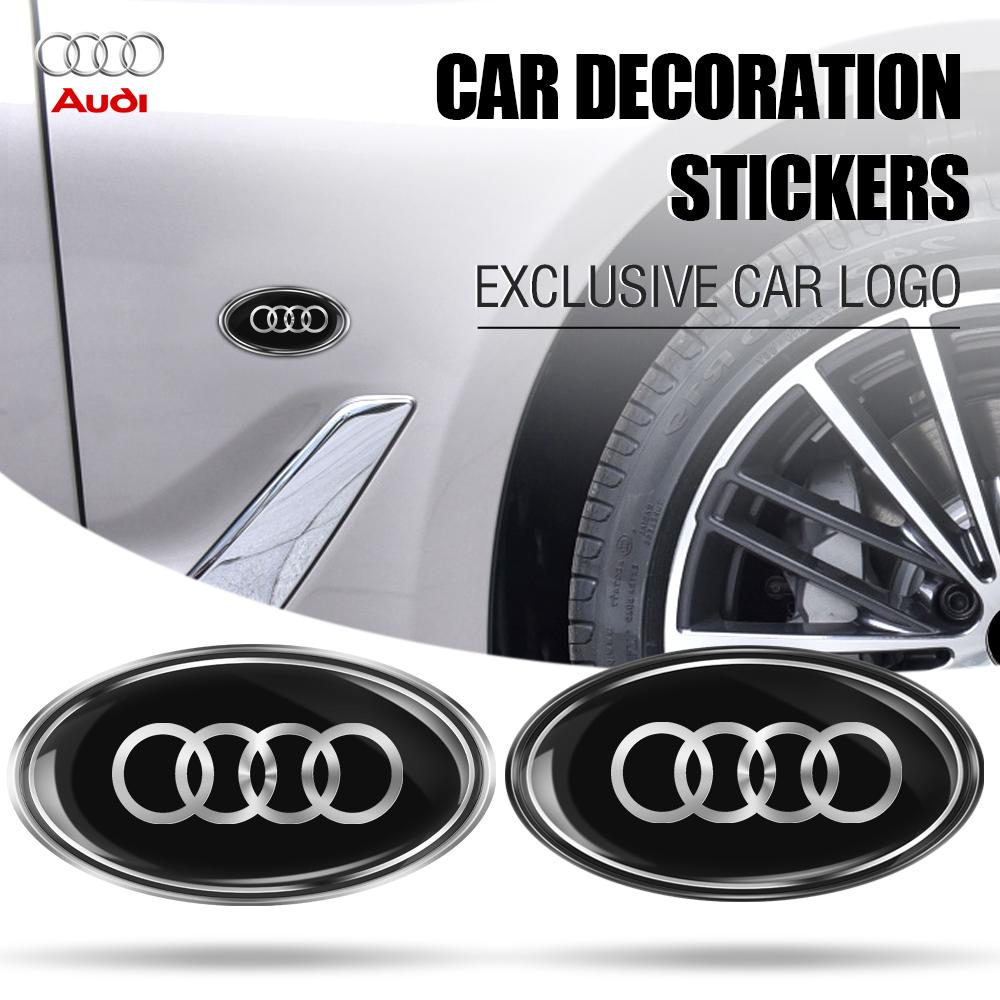 2026 Aluminum Car Oval Badge Body Trunk Decal Sticker Cover Decoration Auto Accessories For Audi Sline TT A4 A5 A6 A7 A8 8P RS Q6 Q8