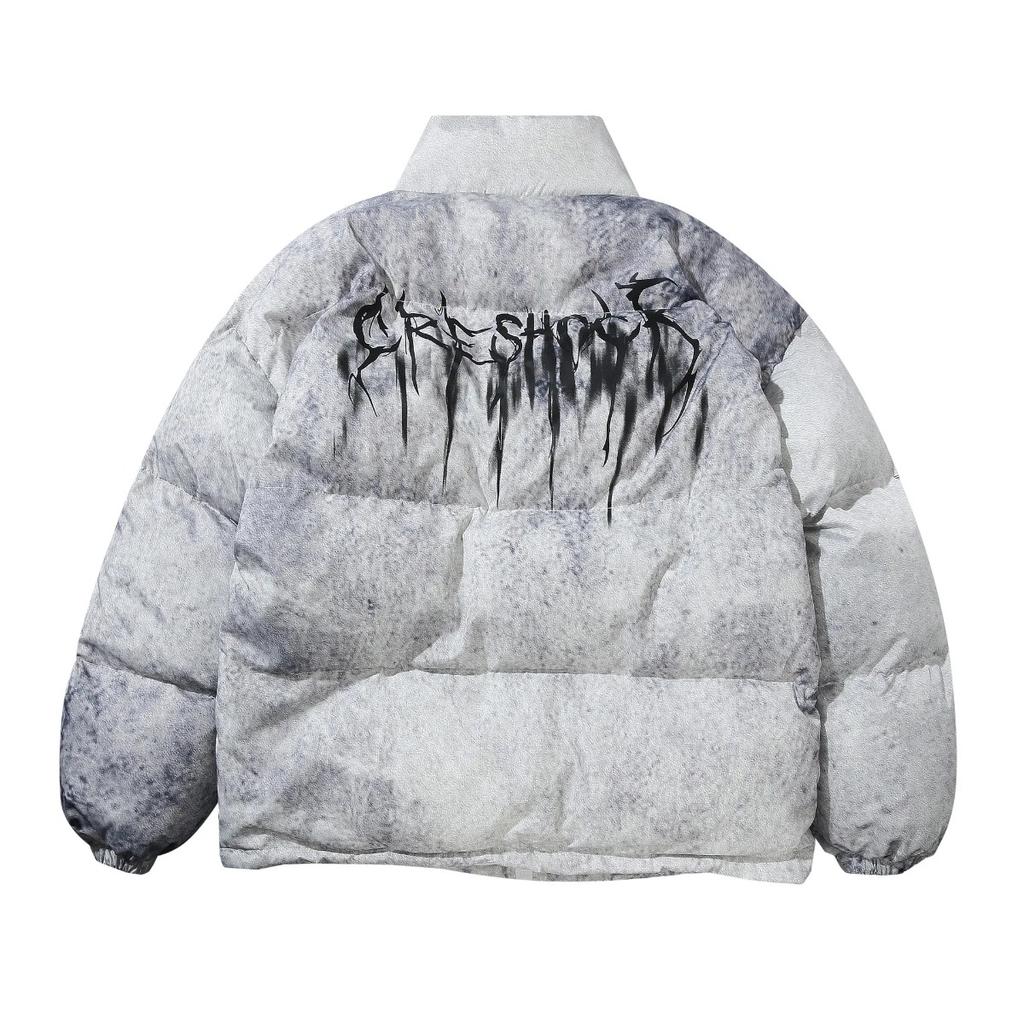 ZYLLO Hip Hop Graffiti Padded Bomber Jacket  Warm Cotton Winter and Spring Streetwear Parka Coat