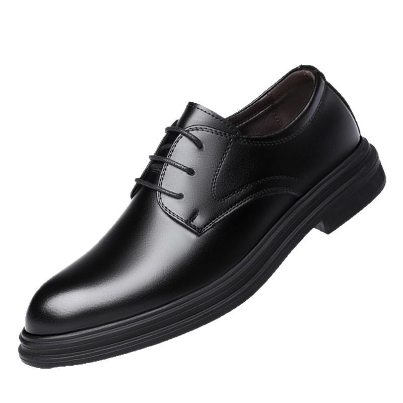 Leather shoes men's autumn and winter cowhide men's business dress leather shoes British wedding shoes Doudou shoes