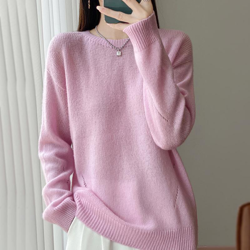 Korean Tencel Wool Knit Women's Round Neck Sweater - Autumn/Winter Fashion