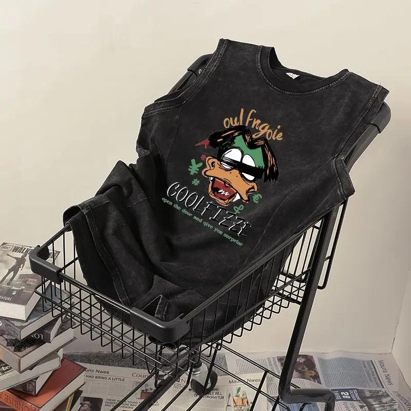 

Уличный велосипедный жилет, мужской и женский летний свободный топ без рукавов из чистого хлопка, универсальный, трендовый 3XL