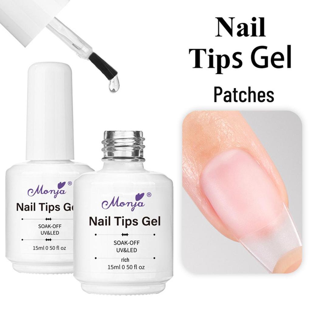Monja Nail Art Transparent Reinforcing Gel with No-Wipe Tempered Top Coat for Salon Crystal-Plated Nails