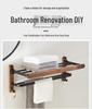 Walnut Punch-Free Luxury Towel Rack: Wall-Mounted Bathroom and Hotel Shelf