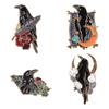 Gothic Punk Bird Feather Moon Flowers Enamel Pin Cartoon Badges Metal Brooch Crow Raven Badges