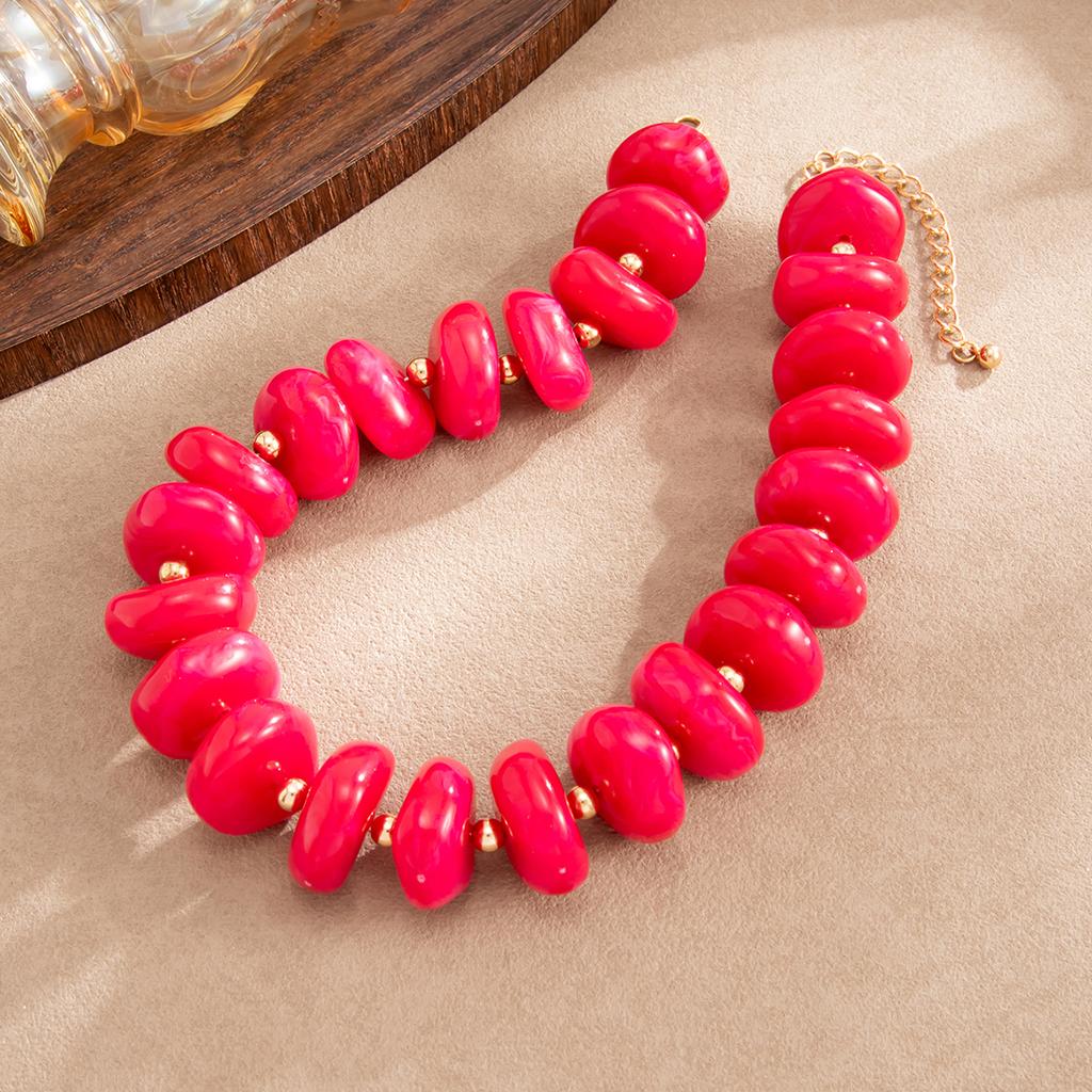 KunJoe 12 Couleurs Y2K Épais Coloré Résine Acrylique Perles CCB Collier Femme Bohème Tendance Chaîne de Clavicule Charme Bijou Accessoire