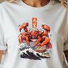 Japanese Crab Ukiyo-e Style T Shirt, Ocean Wave Seafood Graphic Tee