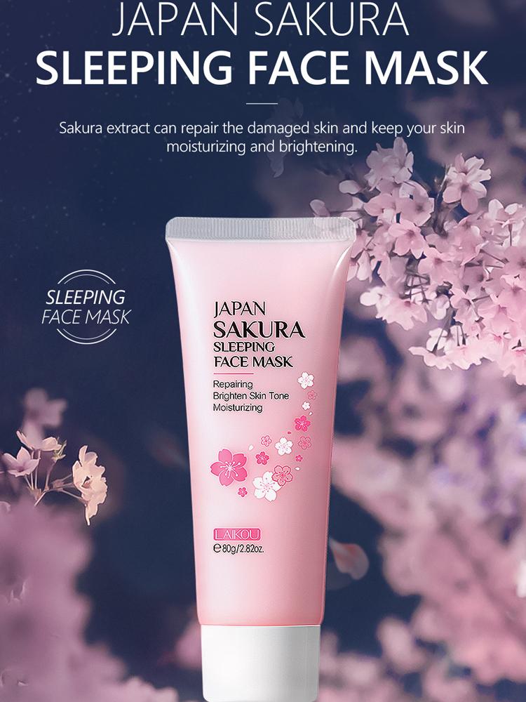 Japan Sakura Schlaff face mask Feuchtigkeitsspendende & Reparierende Nacht-Gesichtsmaske Kirschblüten Hautpflege Nährend Glättend Haut