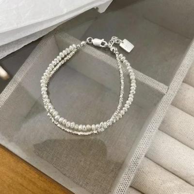Dvouvrstvý perlový náramek pro ženy Dívčí korálkový korálkový náramek Korejské šperky Dropshipping Charm