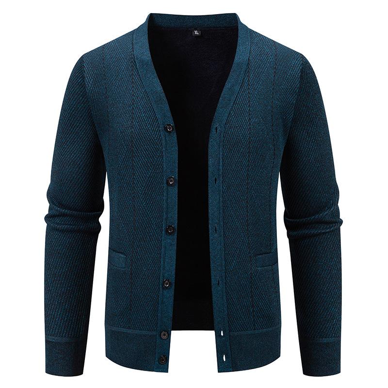 Autumn Men'S Single-Breasted Cardigan Sweater Trendy Casual Loose Solid Color Knitted Sweater Top