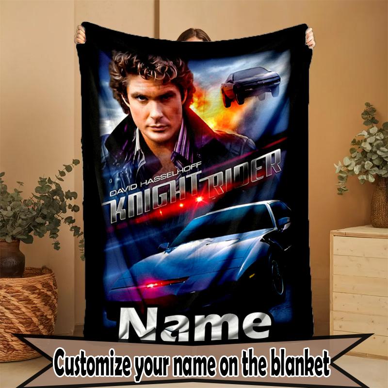 Personalisierte Knight Rider Druckdecke mit individuellem Namen, Heimdekoration, Schlafzimmer, Sofa, Camping, Couch, Geschenke für Geburtstag WeihnachtenEnthusiasten