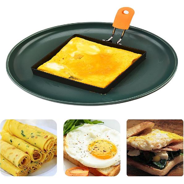 Kwadratowy pierścień do smażenia jajek - 2 szt. 4-calowe pierścienie do gotowania jajek i naleśników, nieprzywierający ze stali nierdzewnej do omletów na patelnię, kanapki śniadaniowe, babeczki