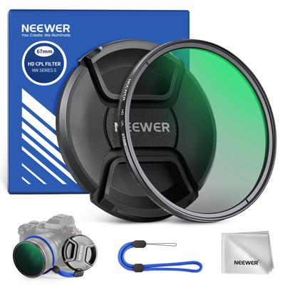 Filtro CPL NEEWER de 67 mm con Lente Duradero Filtro de Lente Polarizador Circular con HD Óptico Elimina Mejora y Reduce el Deslumbramiento Tapa, Ultra Delgado,