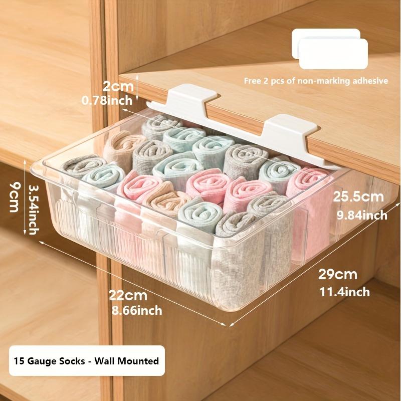 15-Compartment Hanging Underwear Organizer, Plastic Wall-Mounted Storage Box for Socks and Drawers, Space-Saving Transparent Closet Shelf Divider