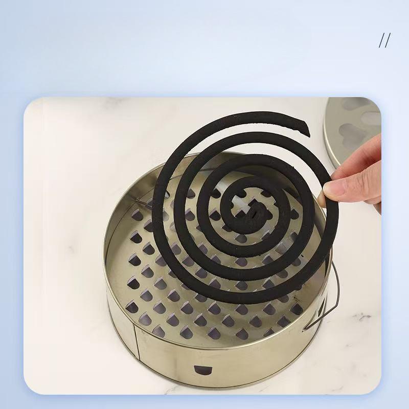 Stainless Steel Mosquito Coil Box With Lid Fireproof Ash Catcher For Home Kitchen Safety And Outdoor Portable Burning
