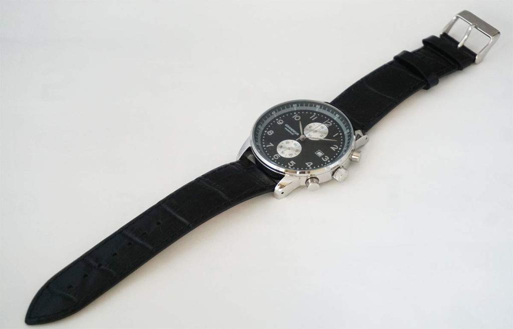 Grandeur 10 ATM Water Resistant Leather Chronograph Watch OSC051W2 Black x Leather [GRANDEUR] Men's Silver/Black