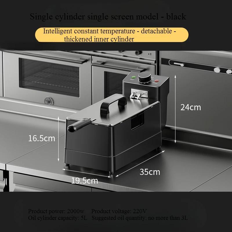 220V Commercial Electric Deep Fryer Large Capacity Thickened Multifunctional Fryer Pan Stable Single Cylinder Fried Dough Tongs 220V