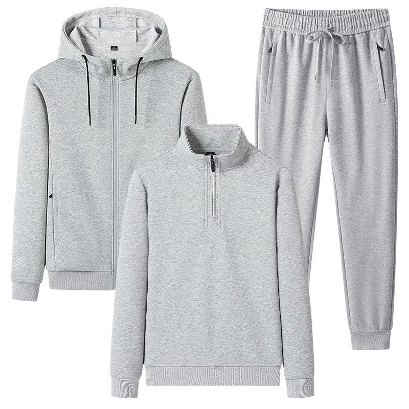 Men Spring Autumn Clothing Hooded Hoodies Suit Male 3 Pieces  Set Sweatshirt + Sweatpants Tracksuit Men Sportswear Sets