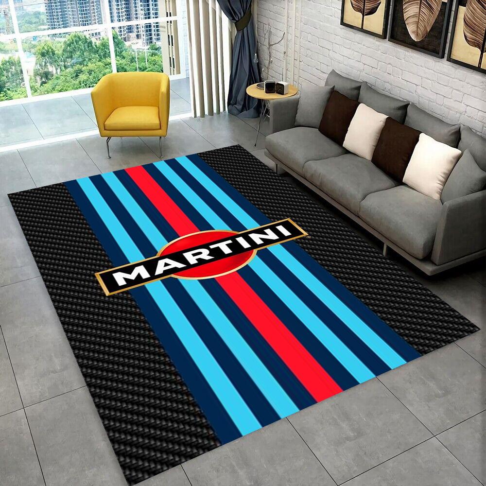 3D logo závodního auta M-Martini Moto Koberec pro domácí obývací pokoj ložnici pohovku Rohožka Dekor, dětská hrací protiskluzová podložka Dárek