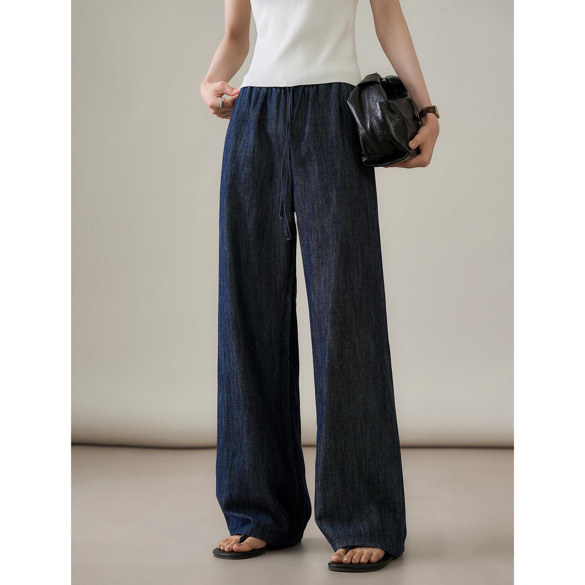 

Rongtai Women s High Waist Retro Cotton Linen Jeans - Slimming Casual Drawstring Pants (2025) XL/29