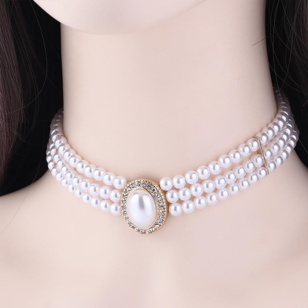 Clavicle Chain Pearl Pendant Jewelry Accessories Pearl Choker Retro Pearl Necklace  Birthday Gift