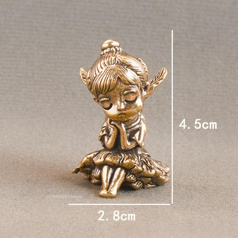 Messing Gesegneter Schutzengel Figuren Miniaturen Retro Desktop Ornamente Lieblich Kleine Statue Heimdekorationen Kunsthandwerk