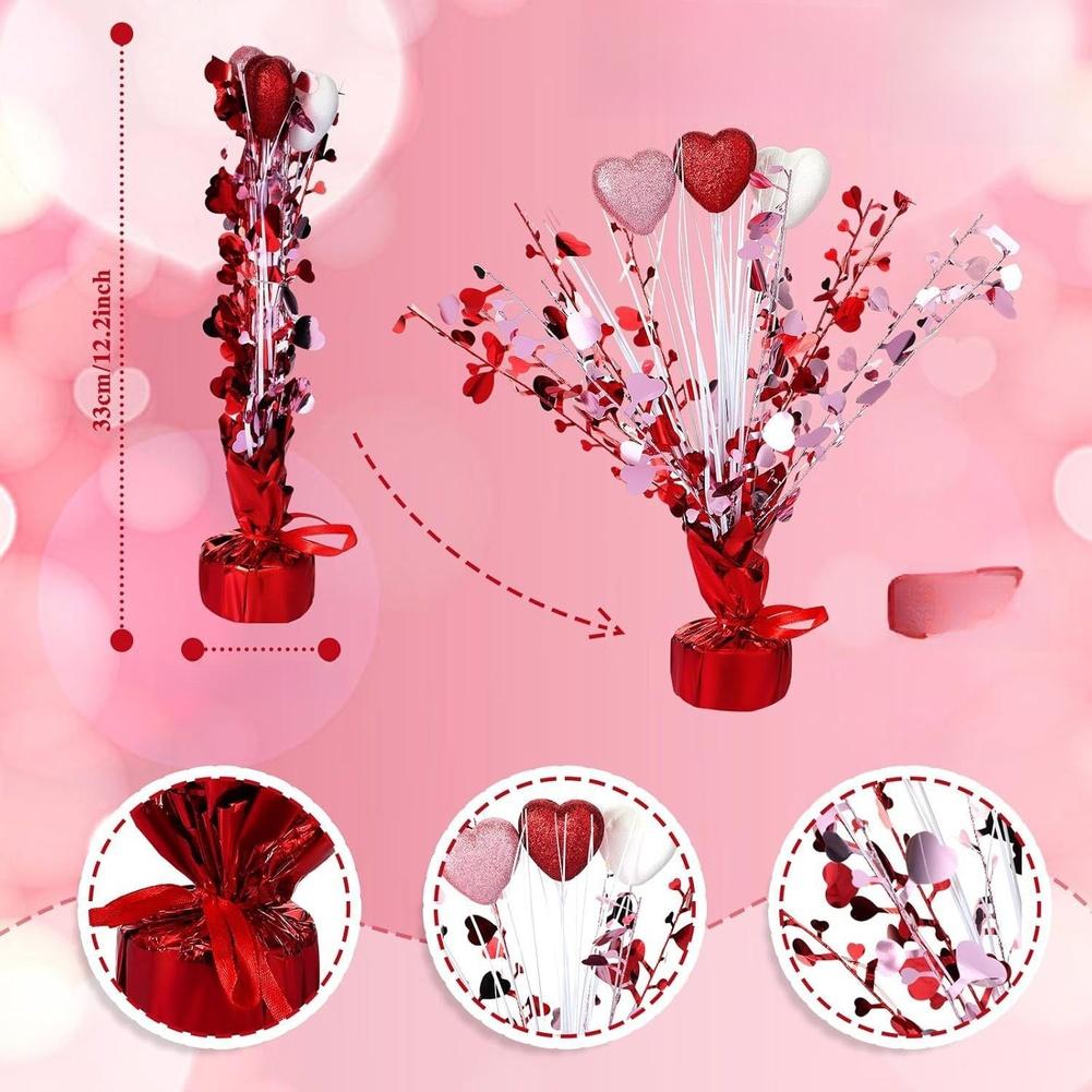 Valentines Decor Heart Centerpiece Sparkling Glitter Finish