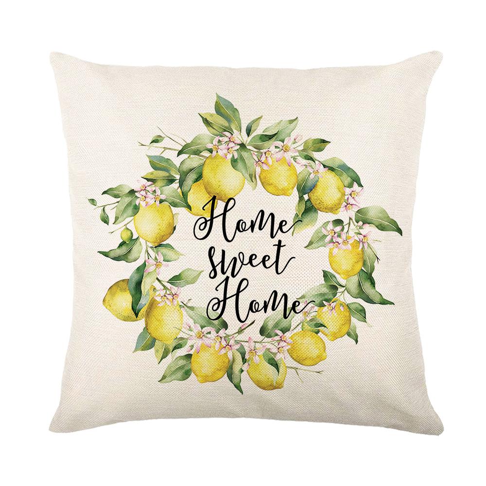 New Spring and Summer Pillow Cases Linen Yellow Lemon Truck Print Home Pillow Cushion Combination