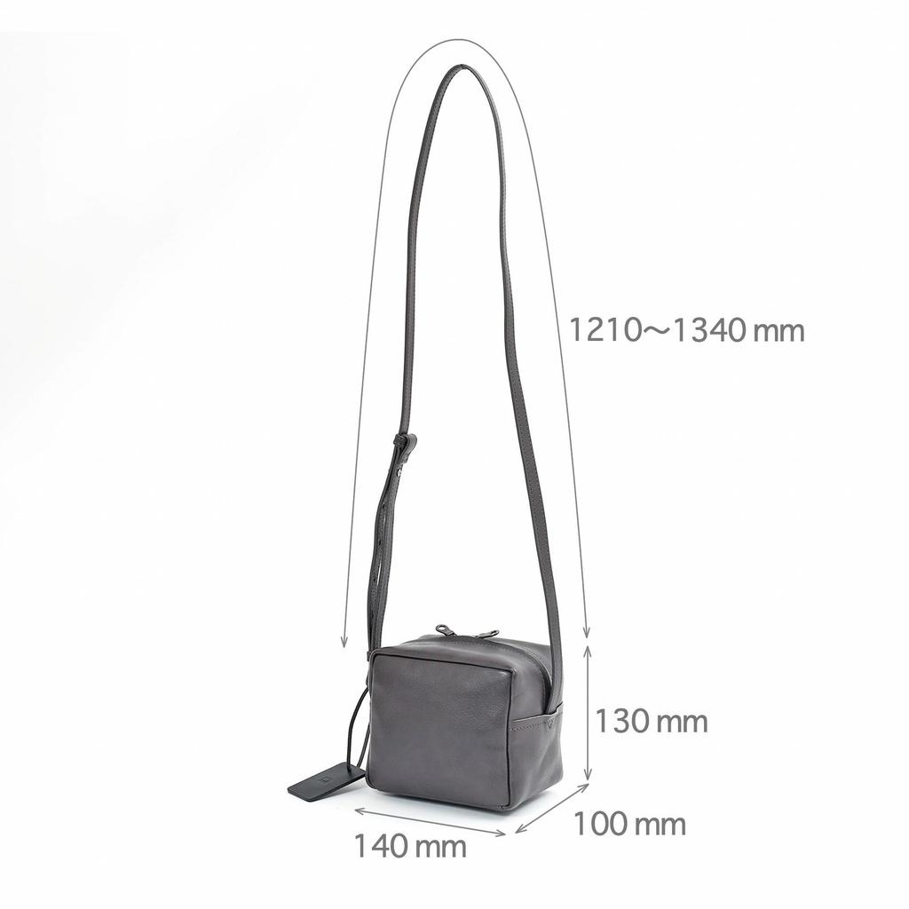 LEDERHANDWERKSUNTERNEHMEN Cube Umhängetasche, Italienisches Leder, MINIMAL LMM-1101 (Grau)