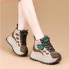 Women's Fur One Thick Bottom Heightening Winter Lightweight Padded Warm Snow Boots Non-slip Wear Casual Sneakers Lace-up Cotton Boots