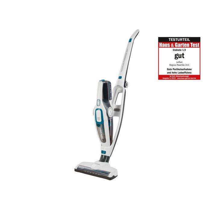 Aspirateur balai sans fil 2-en-1 Leifheit Regulus PowerVac 11925, aspirateur léger multifonction 20V, autonomie 40min, blanc