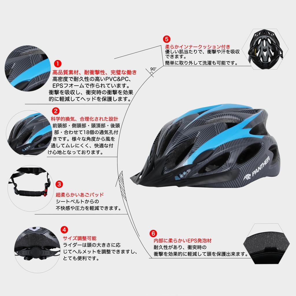 PANTHER Bicycle Helmet for Adults and Cycle Sports Dial Size Rear Highly Impact Unisex Juniors, Helmet, Adjustment, Visor, Light, Breathable,