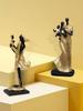 Stylish Golden Black Resin Couple Statues With Child For Home Décor, 2 Pcs