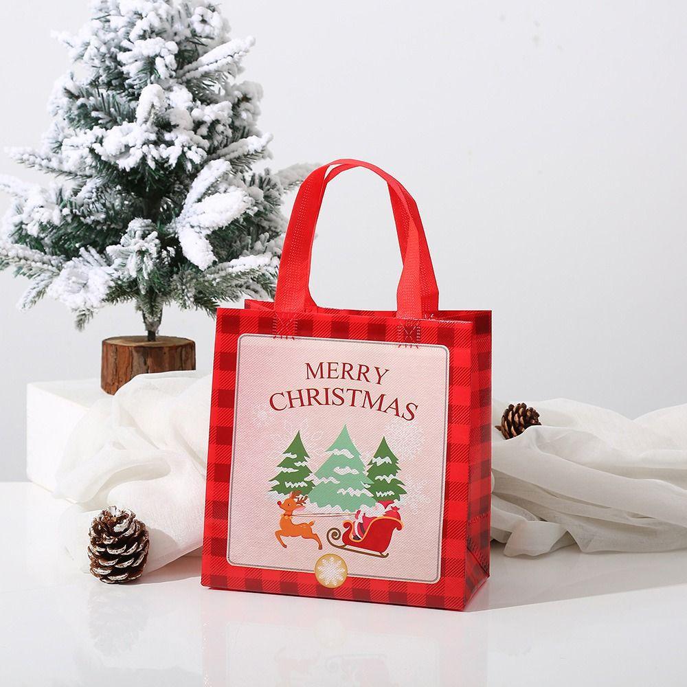 

Elk Party Supplies Cookie Bags Gift Tote Bag Baking Gift Bags Christmas Decoration Candy Pouch 29x27x12cm-Red Tree