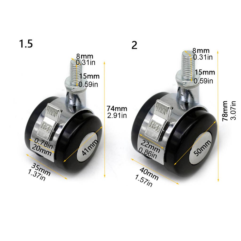 Heavy Duty Chair Rollers Mute Chair Caster Wheels Chair Mats Universal Casters Replacement Strong Carrying Capacity