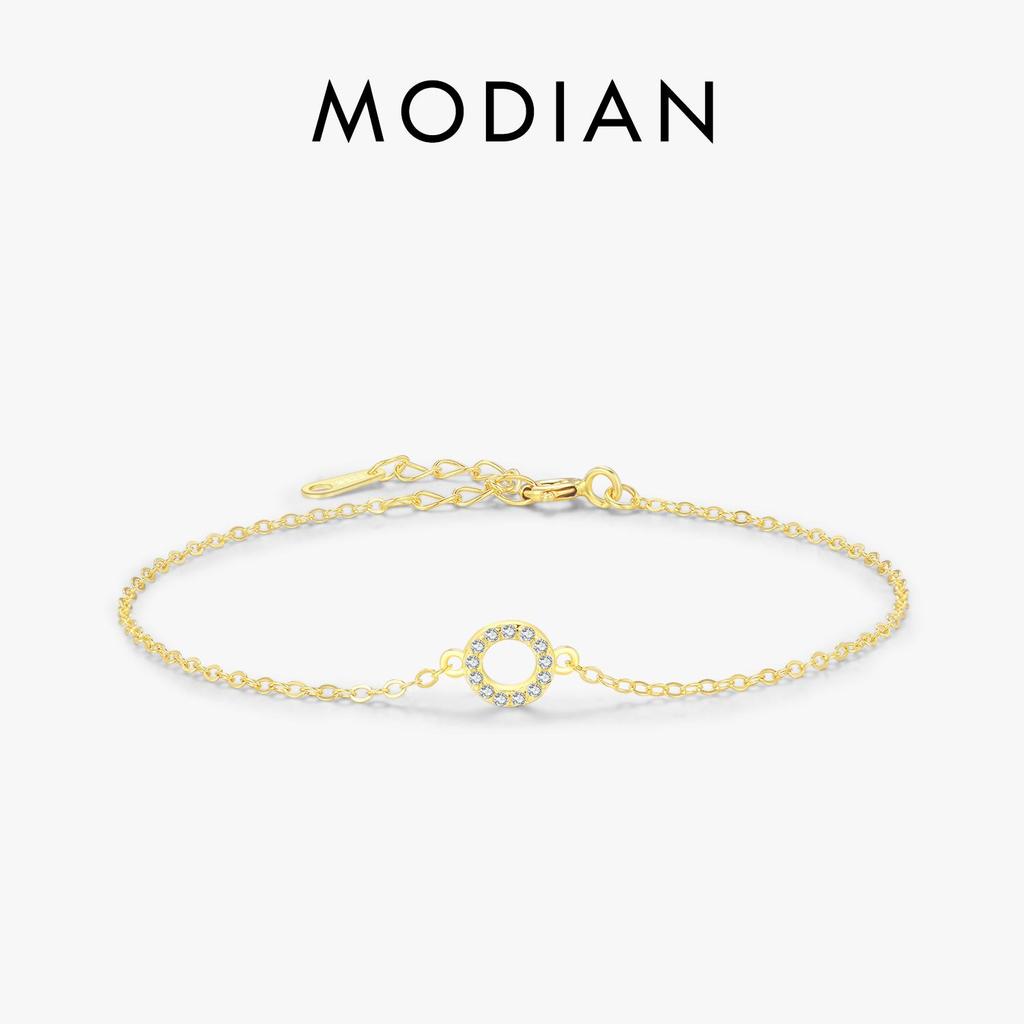 MODIAN Brățări din argint 925 solid, cerc gol, clar CZ, lanț de zale de culoare aur pentru femei, fete, cadou de bijuterii fine