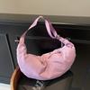 Design Pleated Crescent Moon Bag Women's New Simple Casual Shoulder Bag Going Out Trendy with Large Capacity Messenger Dumpling Bag