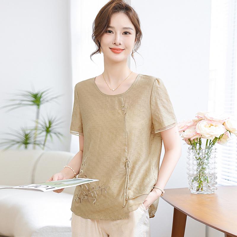 New Chinese Style Embroidered Short Sleeve T-Shirt
