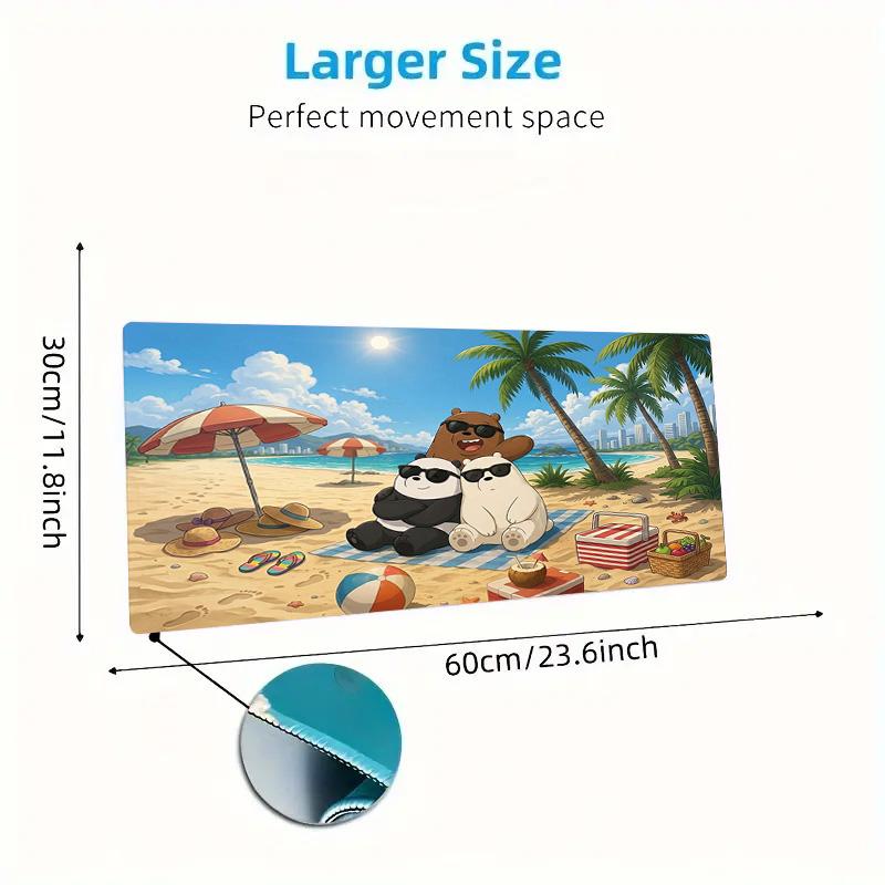 We Bare Bears Color Mouse Pad Large Gaming Table Cushion Non-slip Laptop Tablet Big Mousepad XXL Mat Mini PC Playmat With Lock Edge