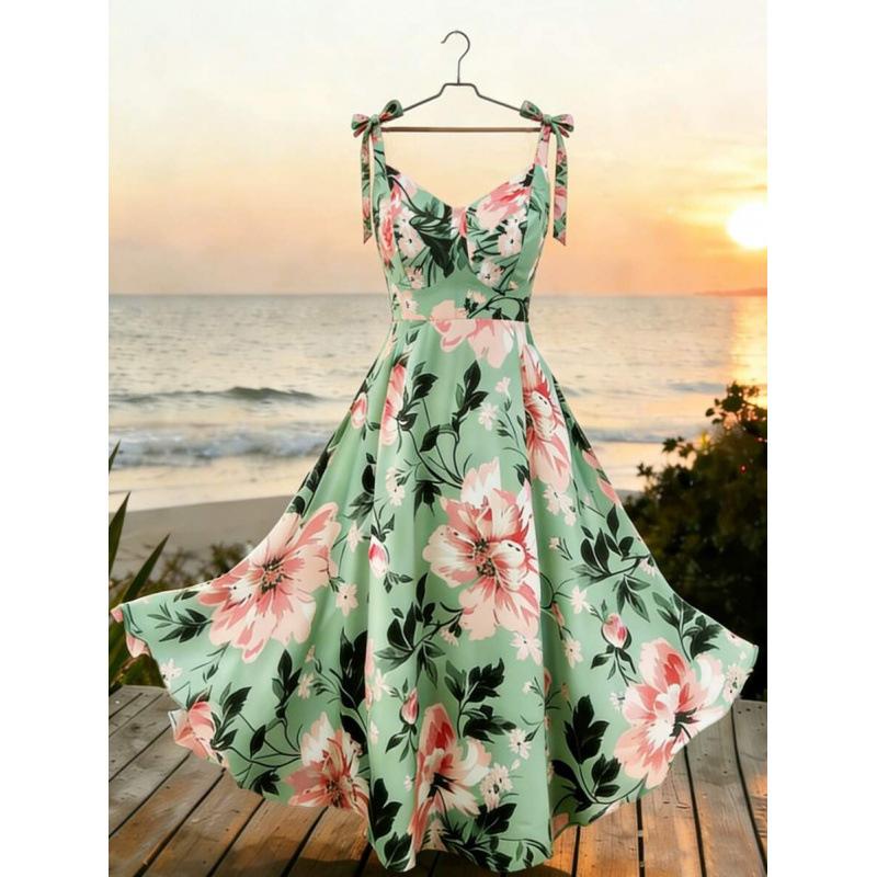Bohemian vacation print dress women s 2026 summer new fashion temperament skirt S