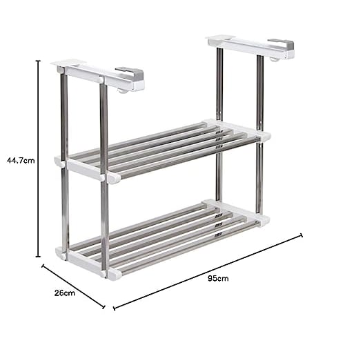 Extendable Under-door Shelving Unit, 2 Shelves, Width 55-95cm