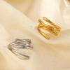 Stainless Steel Gold Color Geometric Open Rings For Women Vintage Metal Irregular Hollow Adjustable Ring Jewelry Gift