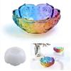 New Embossed Flower Bowl Silicone Mold DIY Crystal Drip Resin Gypsum Mold Patterned Bowl Rose Lotus Storage Bowl Silicone Mold