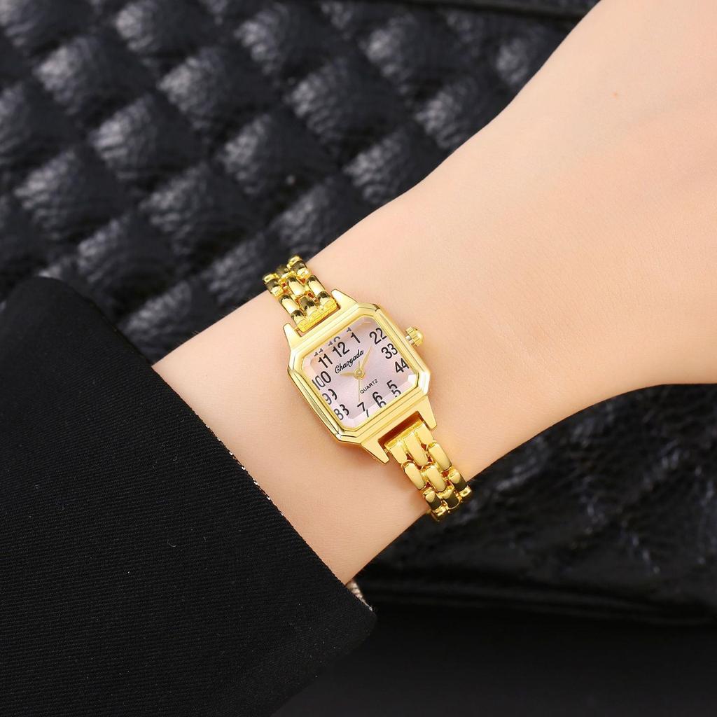 Luxus Damenuhren Golden Mode Lässig Quadratisches Kleines Zifferblatt Damenkleid Quarz Uhr Elegant Mädchen Armbanduhr