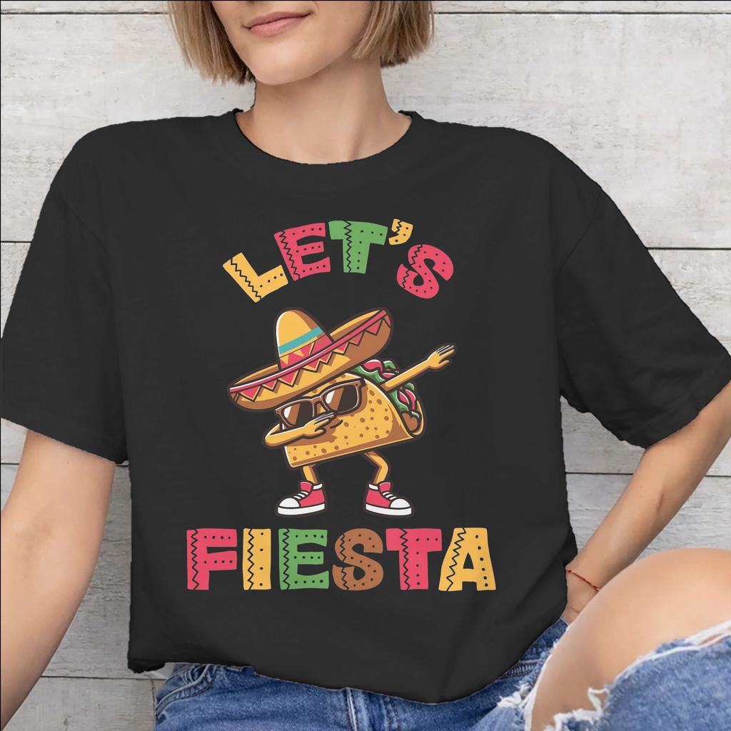 Lets Fiesta Cinco De Mayo Graphic Printing T Shirts Men Women Cotton Tee Shirt Clothing