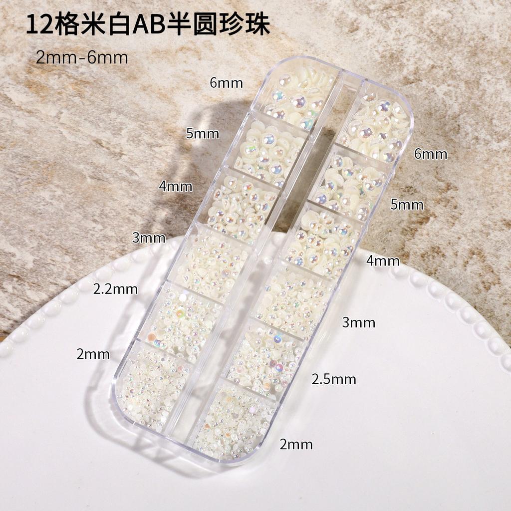 Ins Japanese Flat-Bottom Manicure, Pure White Beige Pearl, Semi-Round, Full-Round Highlight, No Peeling, No Fading, Nail Accessories