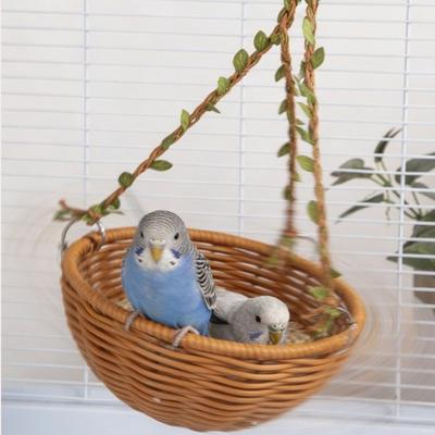 Multi-Purpose Bite Resistant Woven Bird Nest Round Hanging Bird Hammock Wear-resistant Bird Breeding Nest Cage Accessories