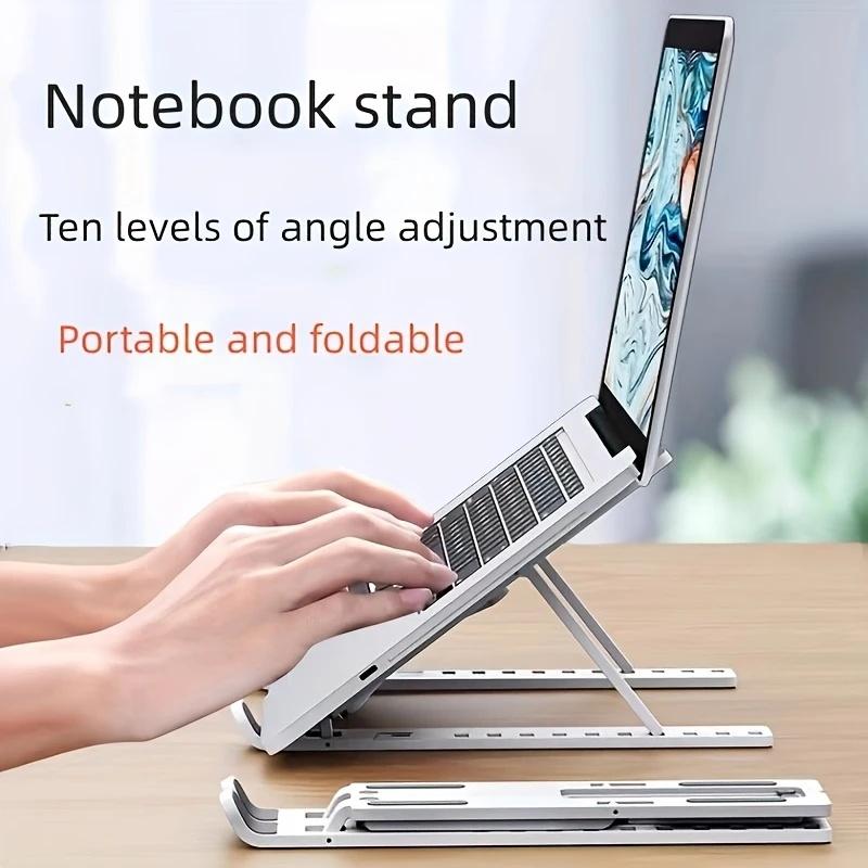 Portable Plastic Laptop Stand - Ergonomic Angle Adjustment, Lightweight Durable Design Workspace Organization Home Office Use