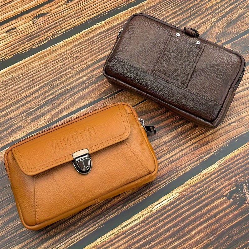 Premium lærtelefonhylster - Stor kapasitet, flerlagsdesign for smarttelefoner | Slitesterk og stilig herre midjepakke