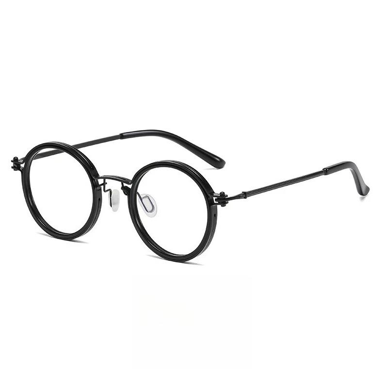 Round Optical Glasses Frame Men Anti Blue Light Clear Lens Eyeglasses Vintage Casual Metal Frame Myopia Spectacle Frame
